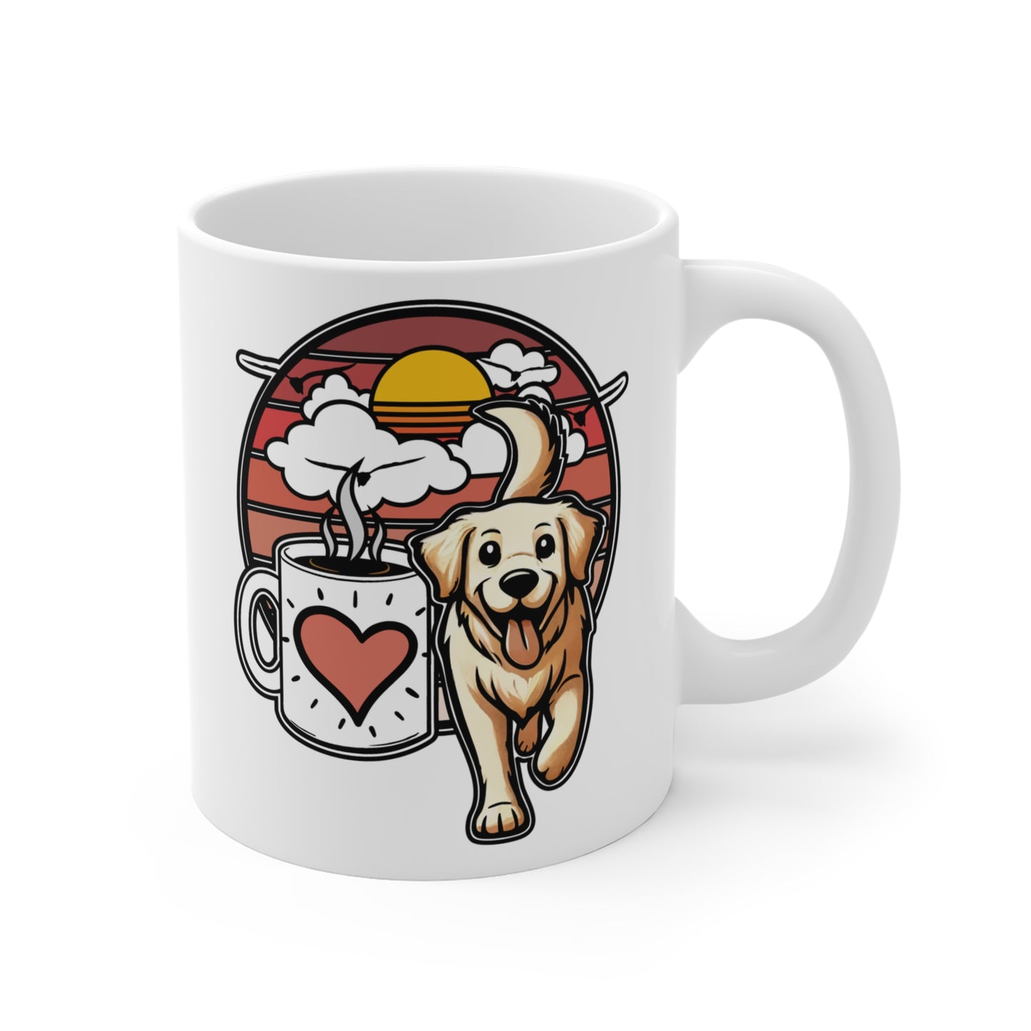 Easily Distracted by Dogs & Coffee - Golden Retriever - 11oz Mug – Left Hand