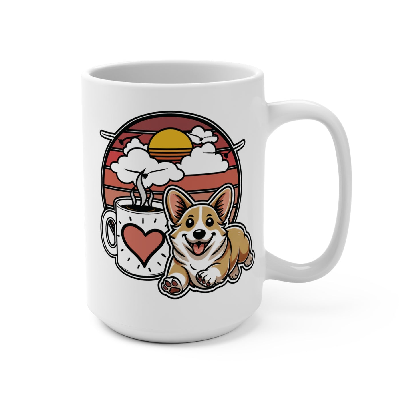 Easily Distracted by Dogs & Coffee - Corgi - 15oz Mug – Left Hand