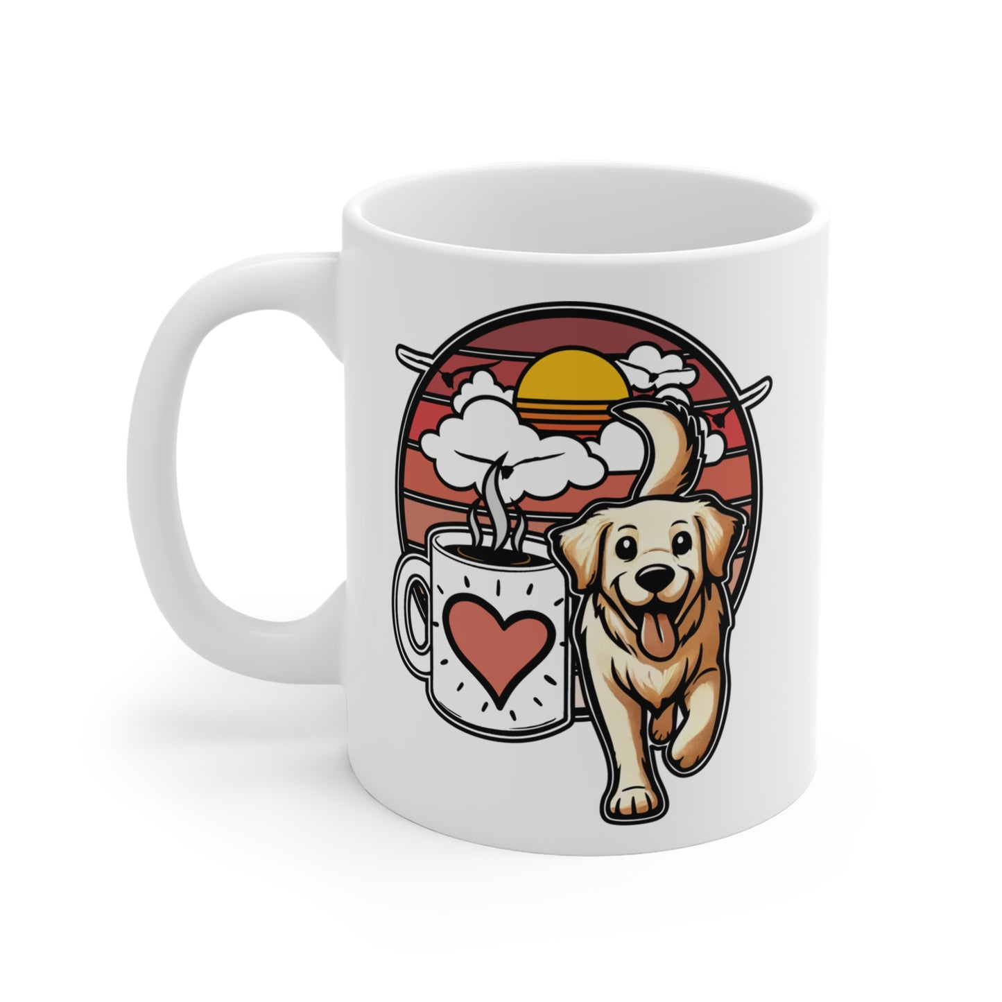 Easily Distracted by Dogs & Coffee - Golden Retriever - 11oz Mug – Right Hand