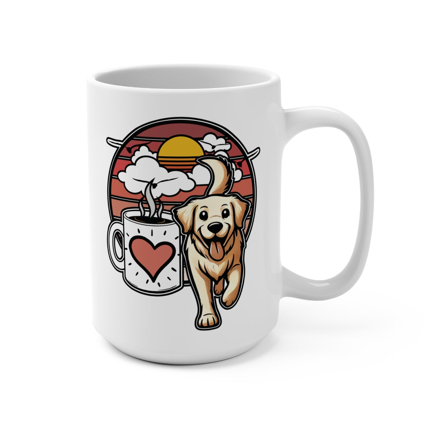 Easily Distracted by Dogs & Coffee - Golden Retriever - 15oz Mug – Left Hand