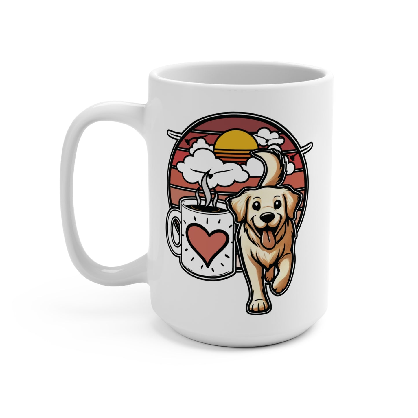 Easily Distracted by Dogs & Coffee - Golden Retriever - 15oz Mug – Right Hand