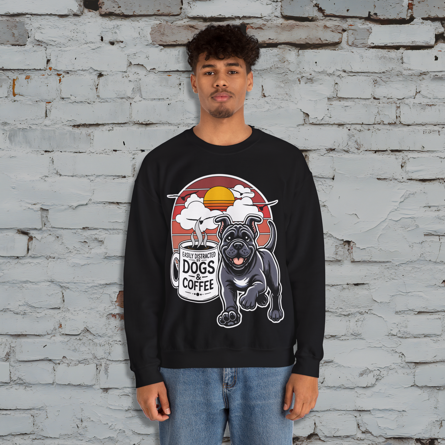Easily Distracted by Dogs & Coffee - Kane Corso - Gildan 18000 Unisex Sweatshirt