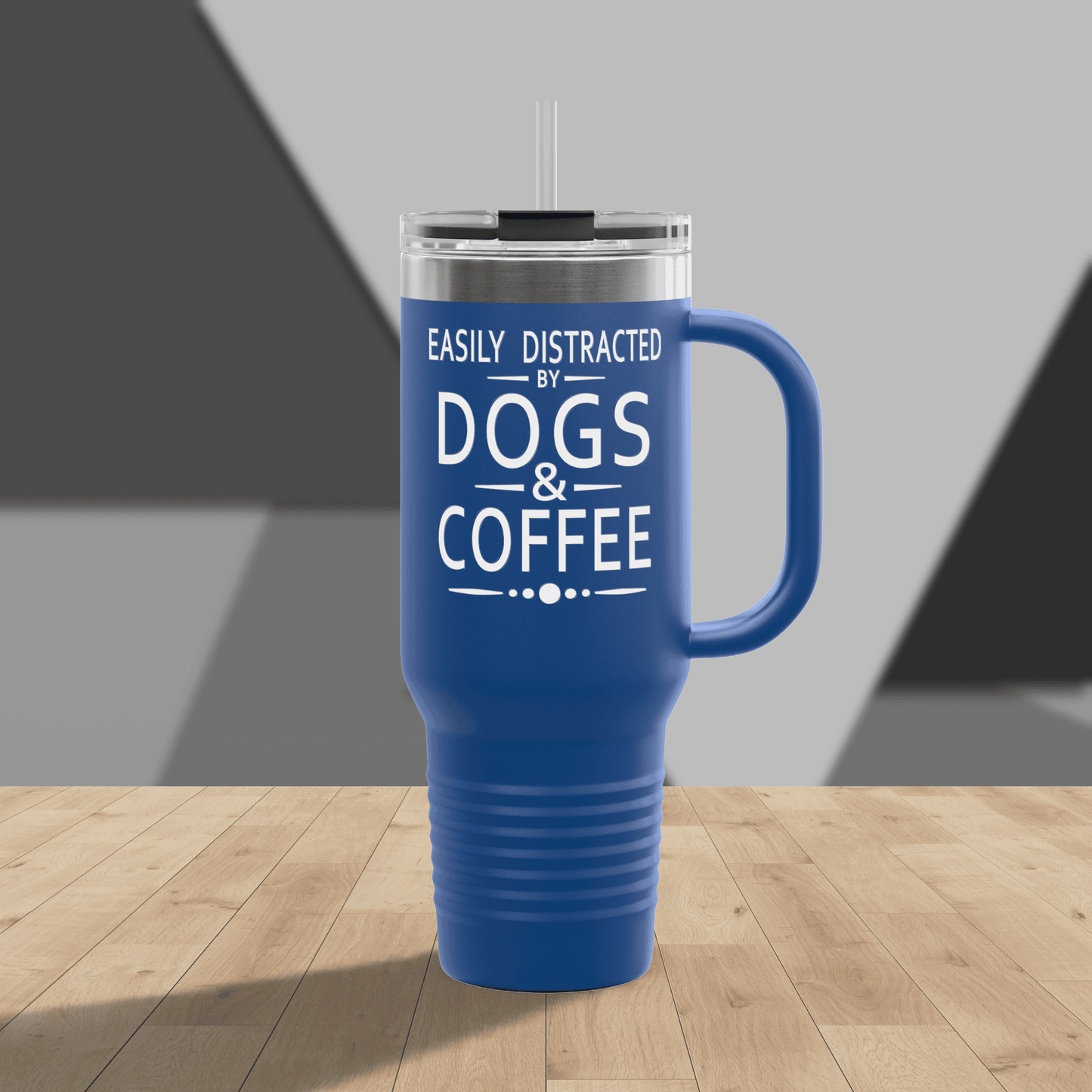 Easily Distracted by Dogs & Coffee - Corgi - 40oz Insulated Travel Mug - Right Hand