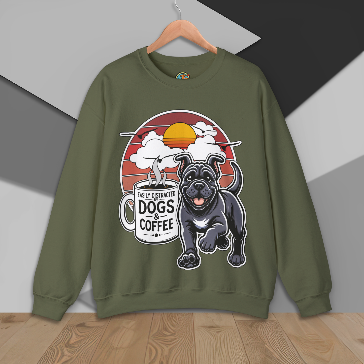 Easily Distracted by Dogs & Coffee - Kane Corso - Gildan 18000 Unisex Sweatshirt
