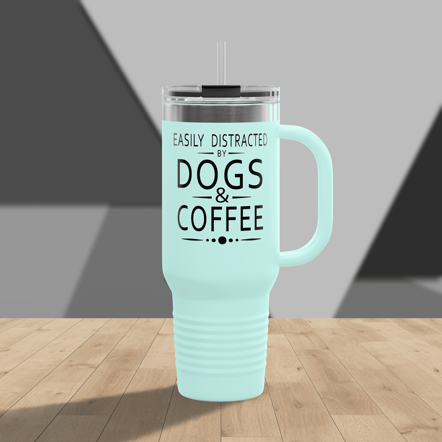 Easily Distracted by Dogs & Coffee - Corgi - 40oz Insulated Travel Mug - Right Hand