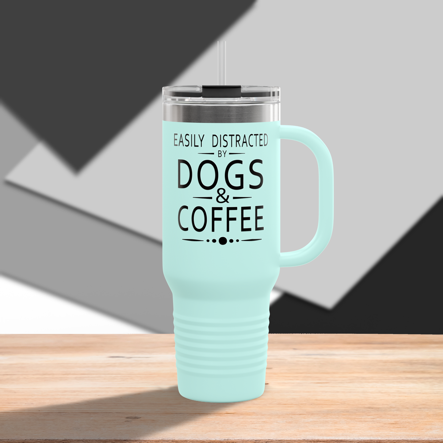 Easily Distracted by Dogs & Coffee - Kane Corso - 40oz Insulated Travel Mug - Right Hand