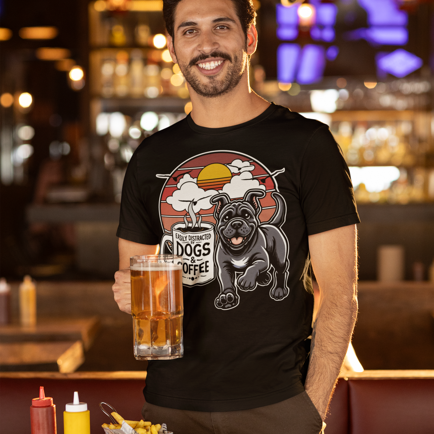 Easily Distracted by Dogs & Coffee – Kane Corso - Bella&Canvas 3001 T-Shirt