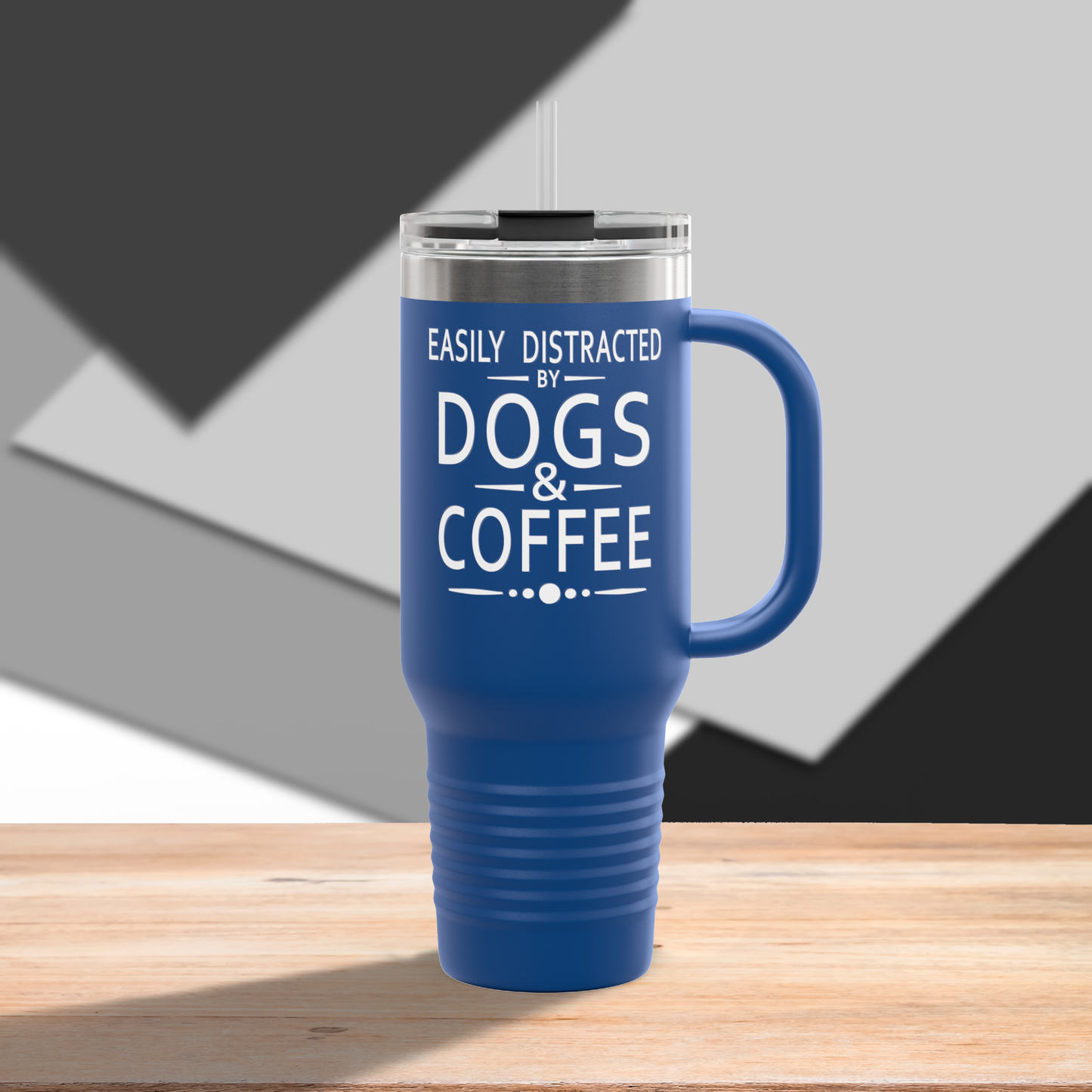 Easily Distracted by Dogs & Coffee - Kane Corso - 40oz Insulated Travel Mug - Right Hand
