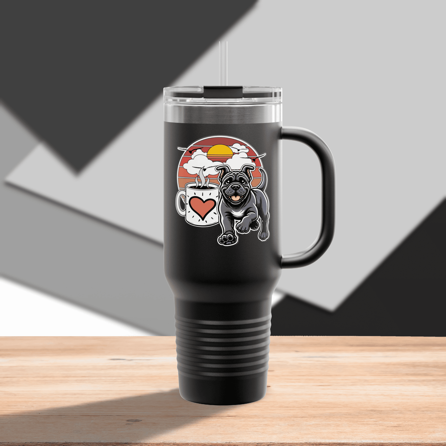 Easily Distracted by Dogs & Coffee - Kane Corso - 40oz Insulated Travel Mug - Left Hand