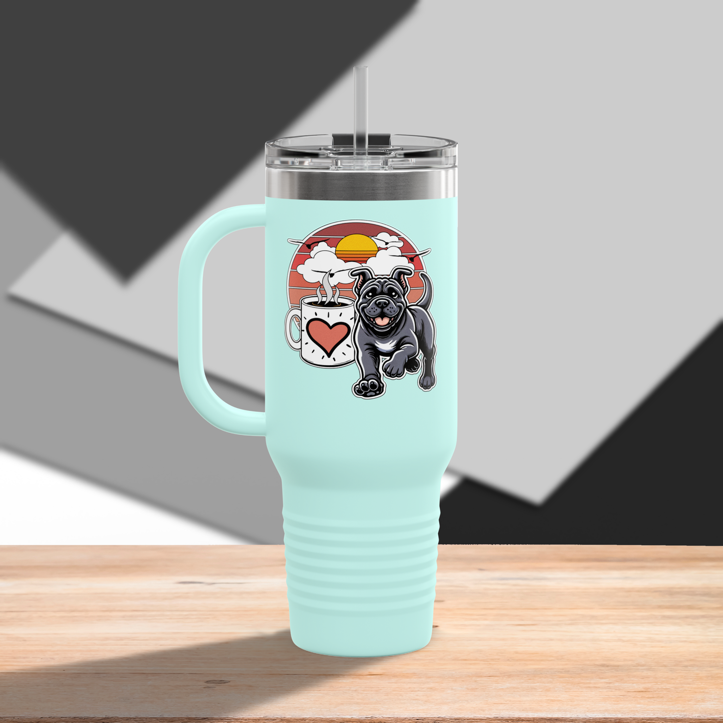 Easily Distracted by Dogs & Coffee - Kane Corso - 40oz Insulated Travel Mug - Right Hand