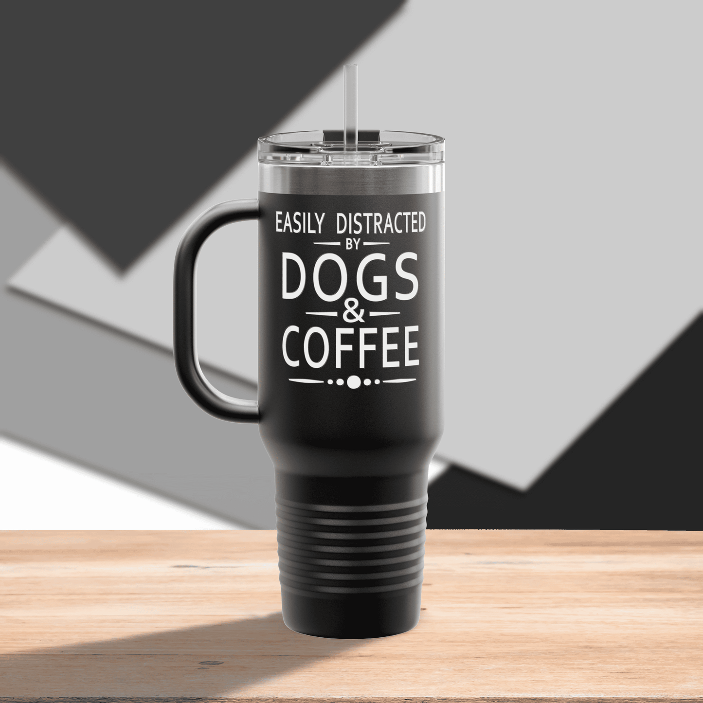 Easily Distracted by Dogs & Coffee - Kane Corso - 40oz Insulated Travel Mug - Left Hand