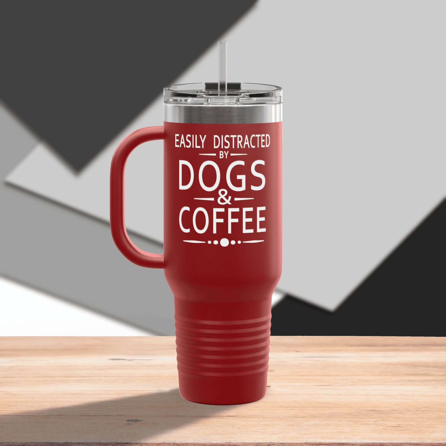 Easily Distracted by Dogs & Coffee - Kane Corso - 40oz Insulated Travel Mug - Left Hand