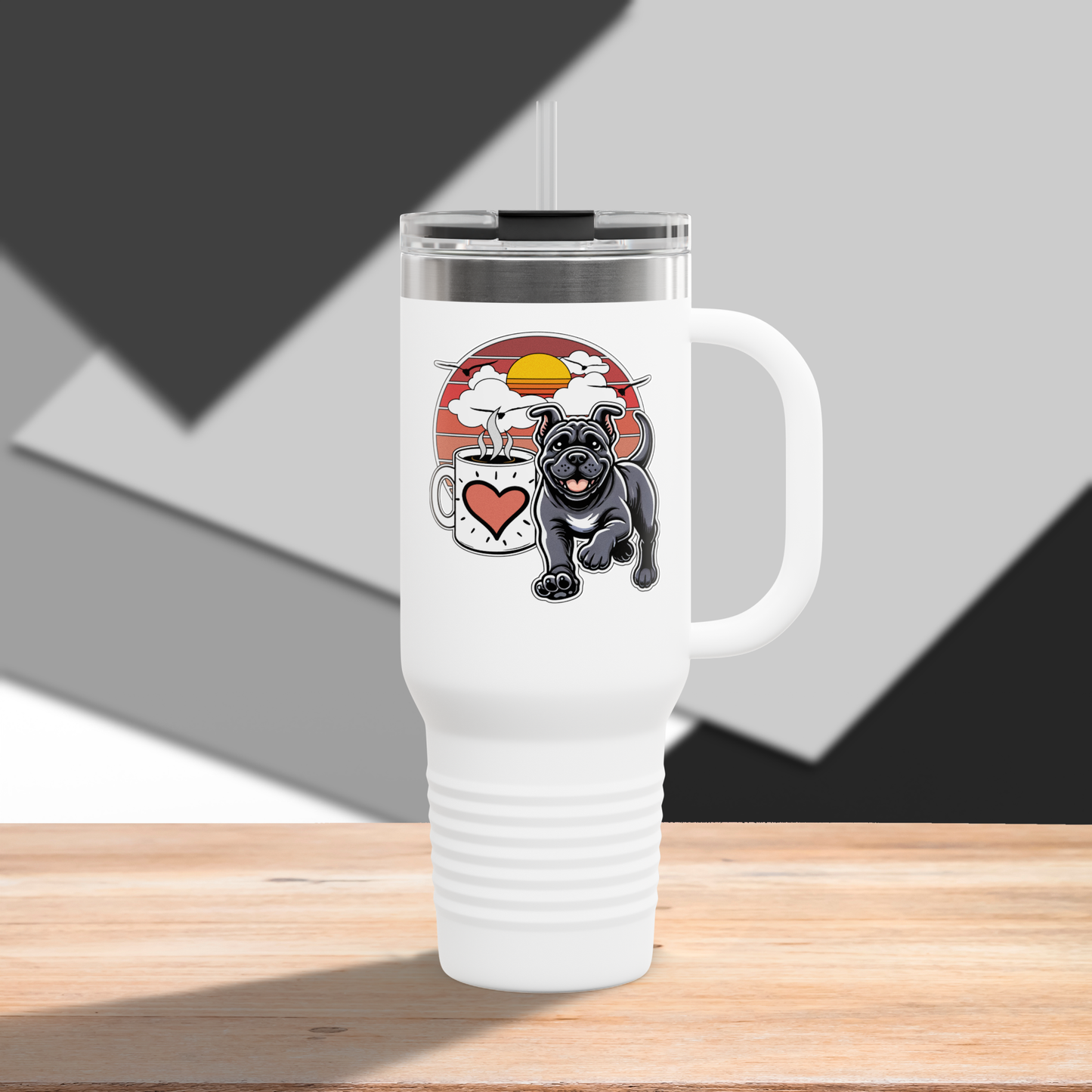 Easily Distracted by Dogs & Coffee - Kane Corso - 40oz Insulated Travel Mug - Left Hand