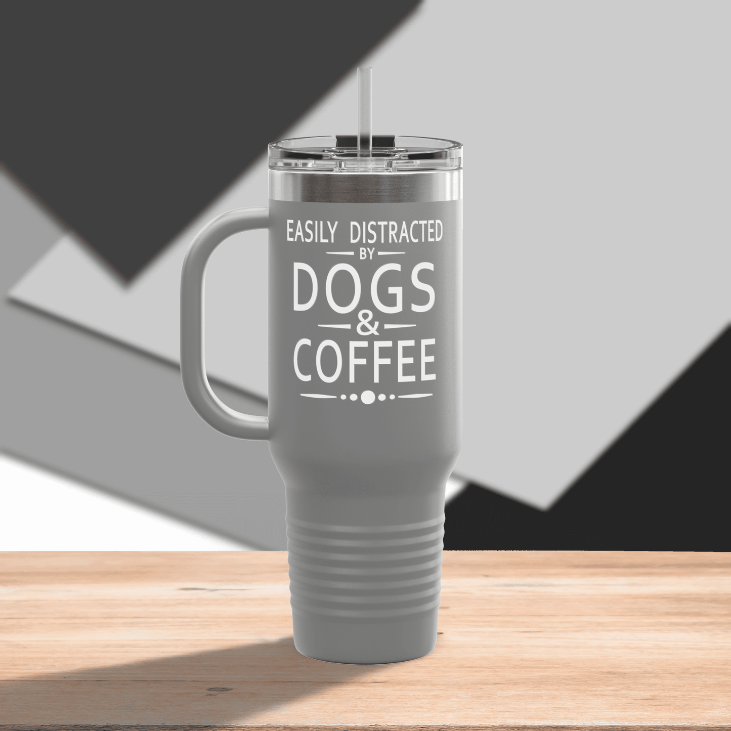 Easily Distracted by Dogs & Coffee - Kane Corso - 40oz Insulated Travel Mug - Left Hand