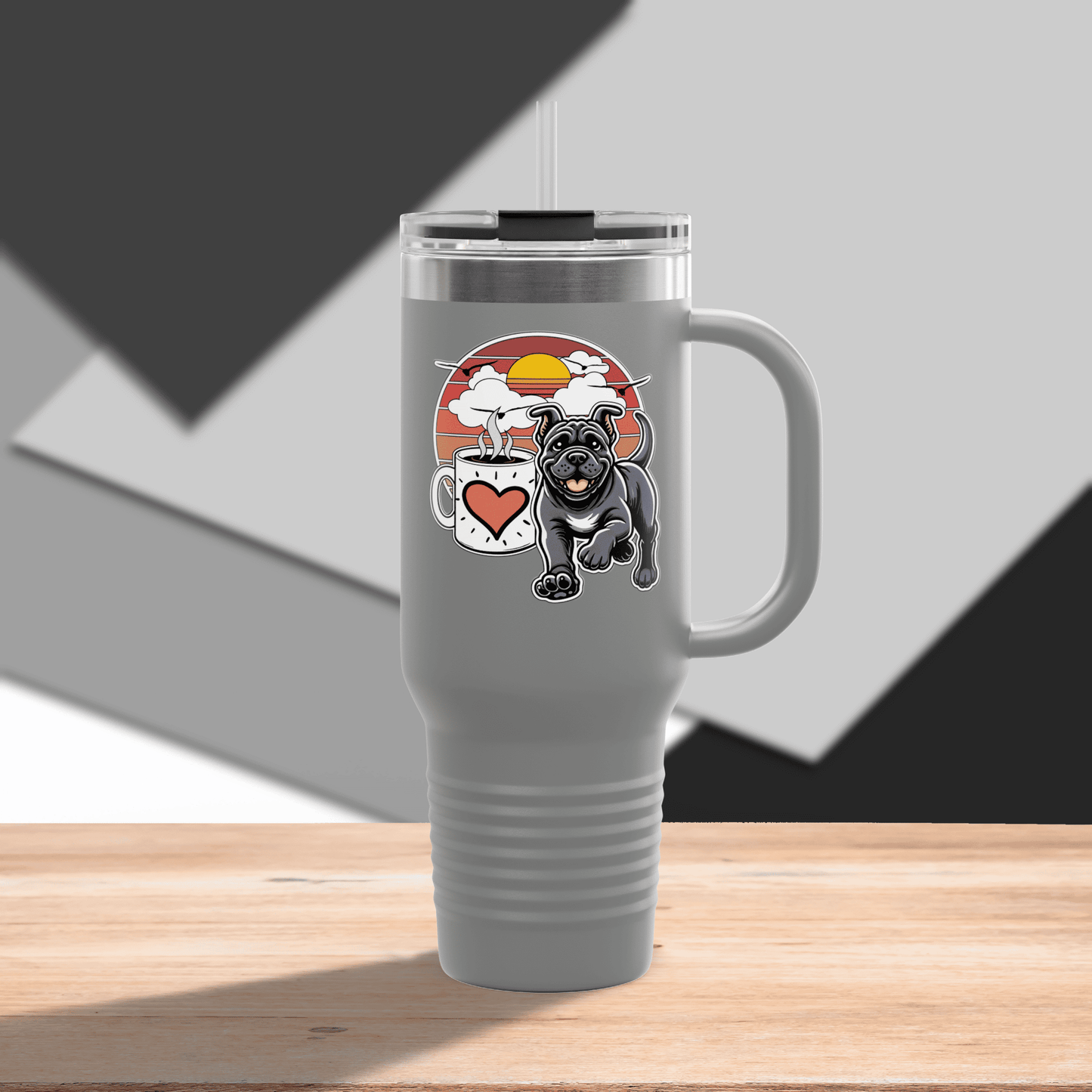 Easily Distracted by Dogs & Coffee - Kane Corso - 40oz Insulated Travel Mug - Left Hand