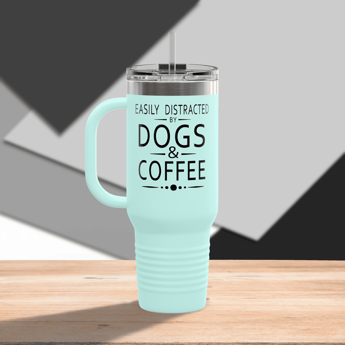 Easily Distracted by Dogs & Coffee - Kane Corso - 40oz Insulated Travel Mug - Left Hand