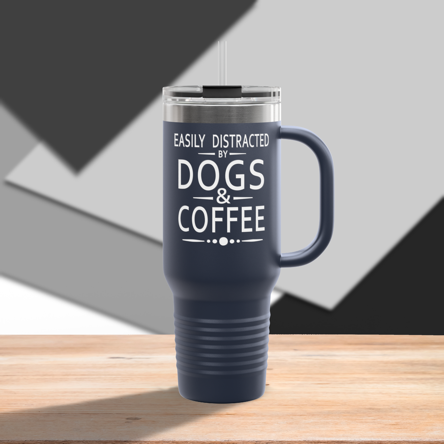 Easily Distracted by Dogs & Coffee - Kane Corso - 40oz Insulated Travel Mug - Right Hand