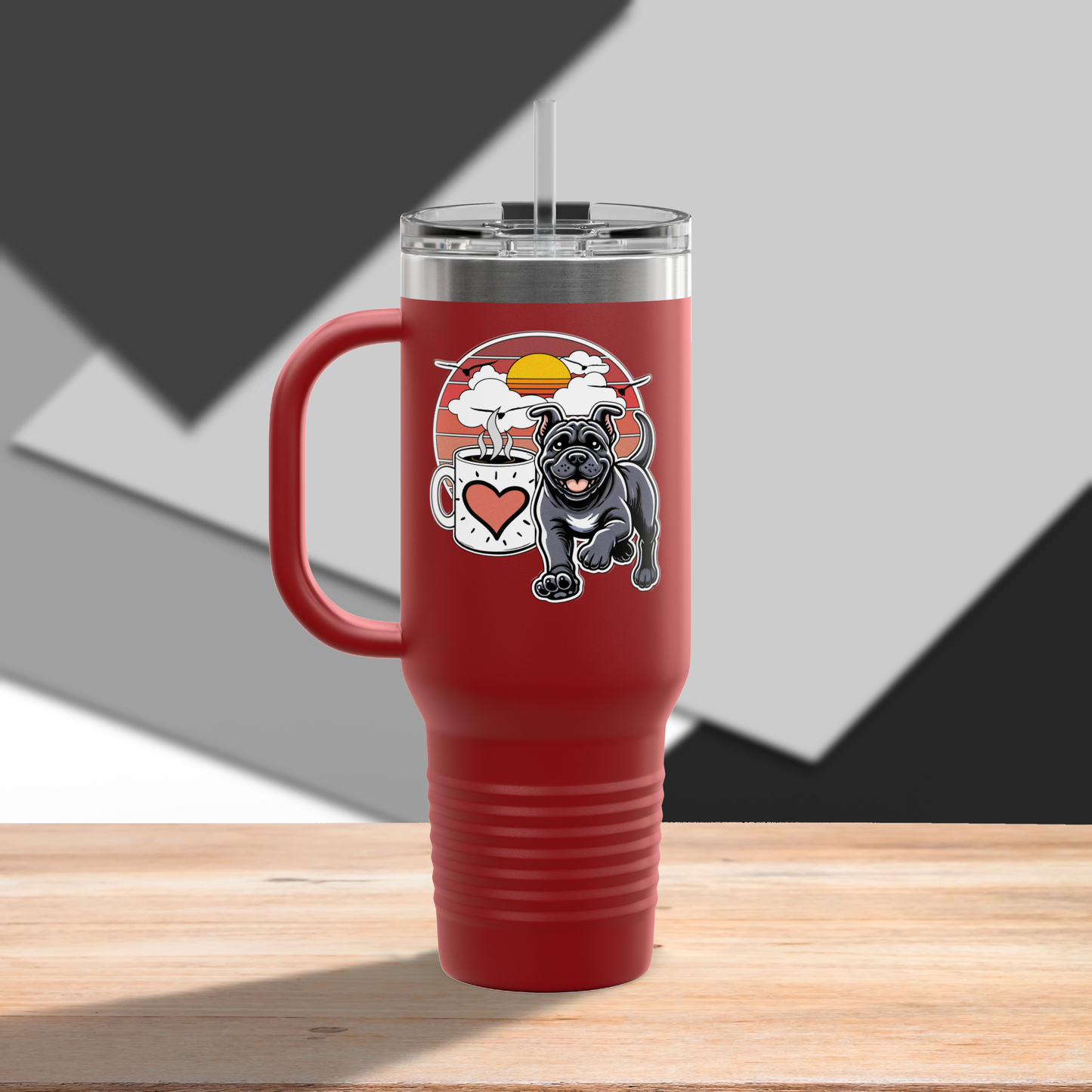 Easily Distracted by Dogs & Coffee - Kane Corso - 40oz Insulated Travel Mug - Right Hand