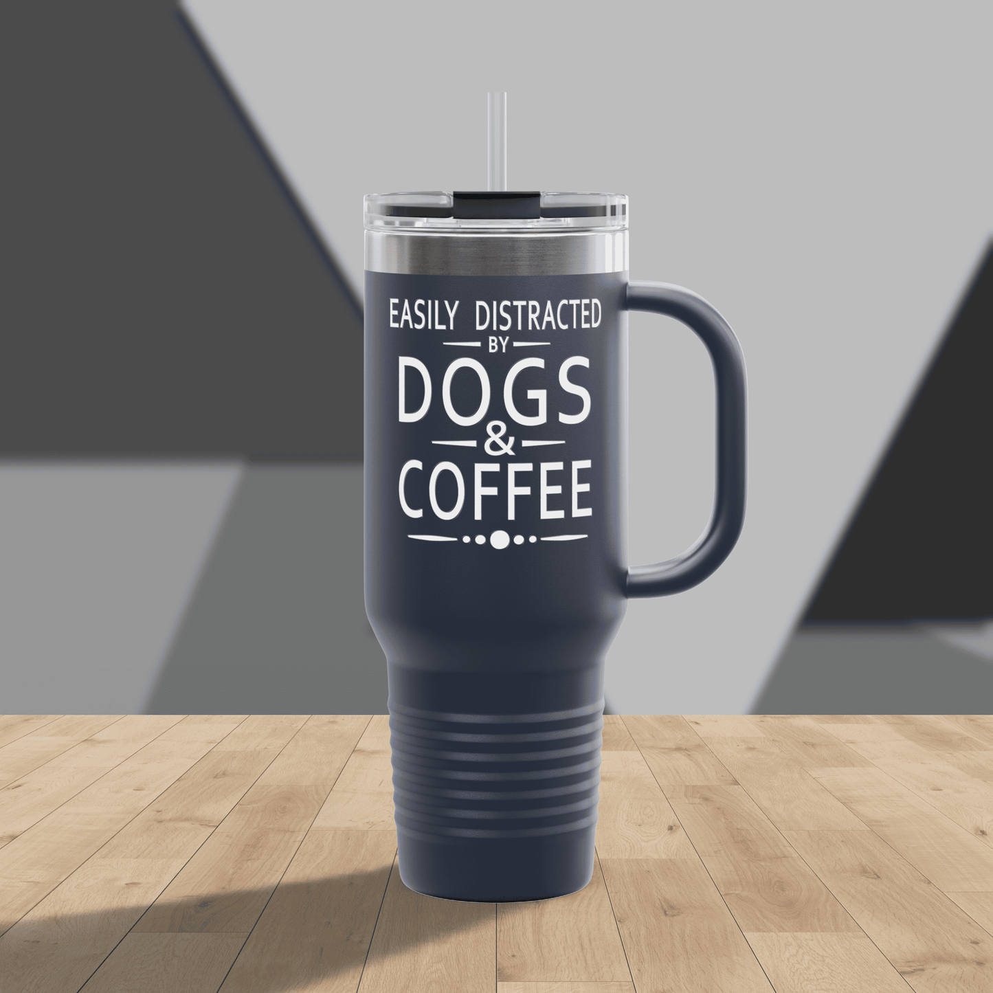 Easily Distracted by Dogs & Coffee - Corgi - 40oz Insulated Travel Mug - Right Hand