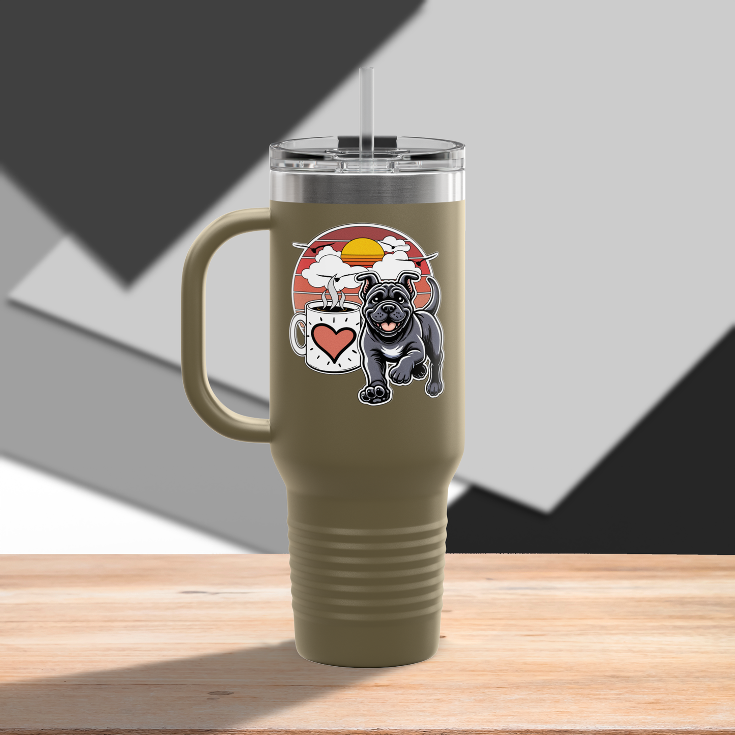 Easily Distracted by Dogs & Coffee - Kane Corso - 40oz Insulated Travel Mug - Right Hand