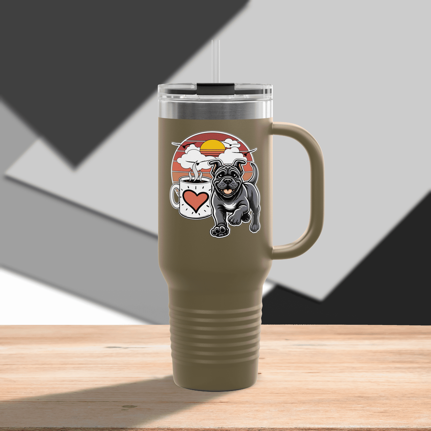 Easily Distracted by Dogs & Coffee - Kane Corso - 40oz Insulated Travel Mug - Left Hand