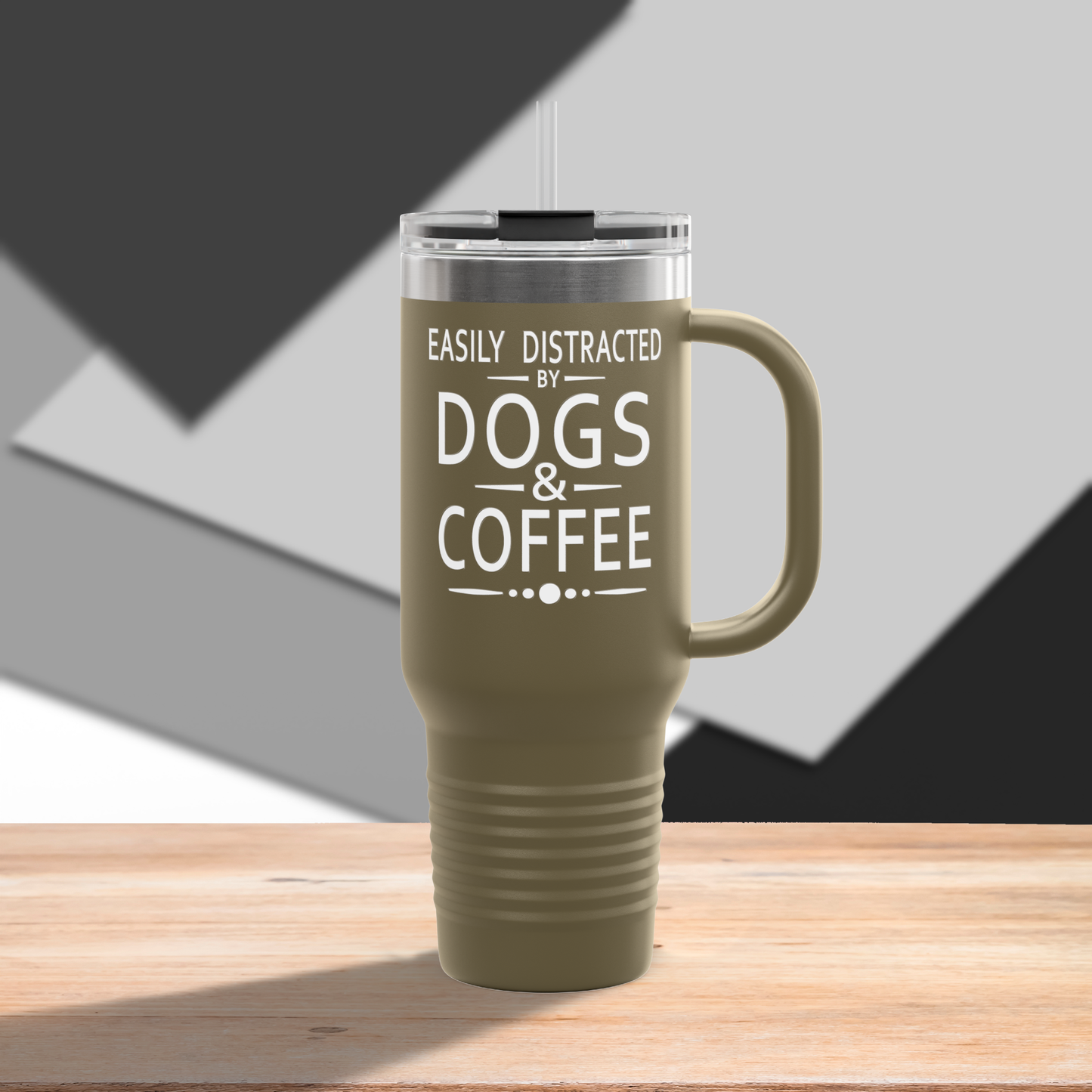 Easily Distracted by Dogs & Coffee - Kane Corso - 40oz Insulated Travel Mug - Right Hand