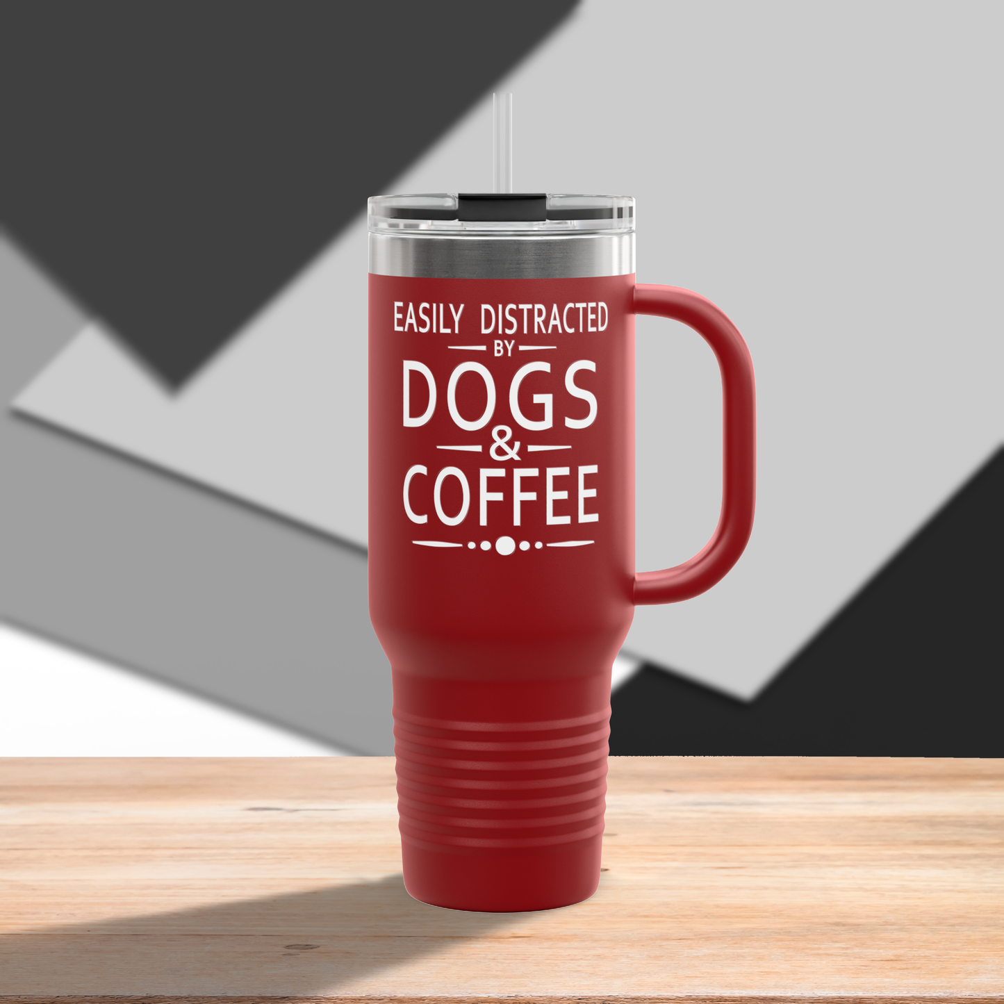 Easily Distracted by Dogs & Coffee - Kane Corso - 40oz Insulated Travel Mug - Right Hand