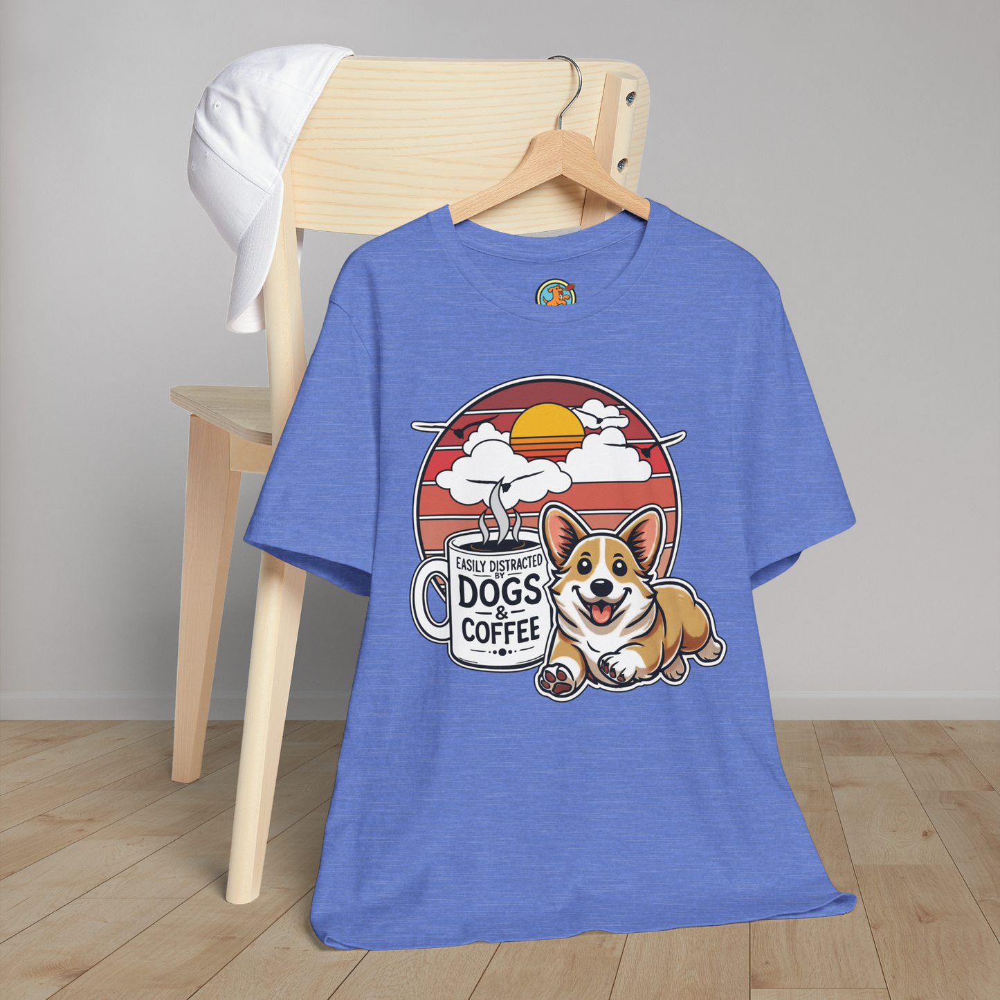 Easily Distracted by Dogs & Coffee – Corgi - Bella&Canvas 3001 T-Shirt