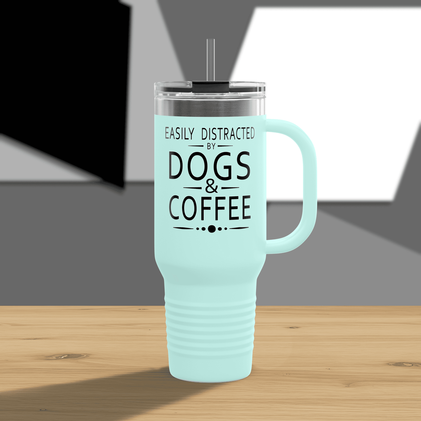 Easily Distracted by Dogs & Coffee - Golden Retriever - 40oz Insulated Travel Mug - Right Hand