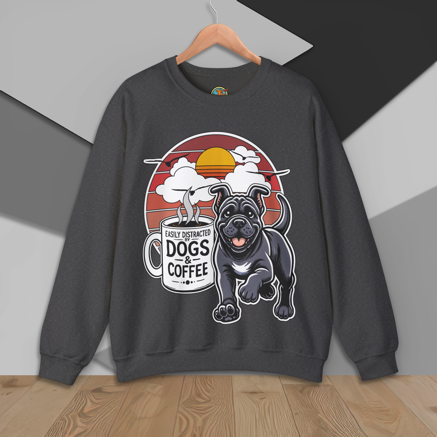 Easily Distracted by Dogs & Coffee - Kane Corso - Gildan 18000 Unisex Sweatshirt