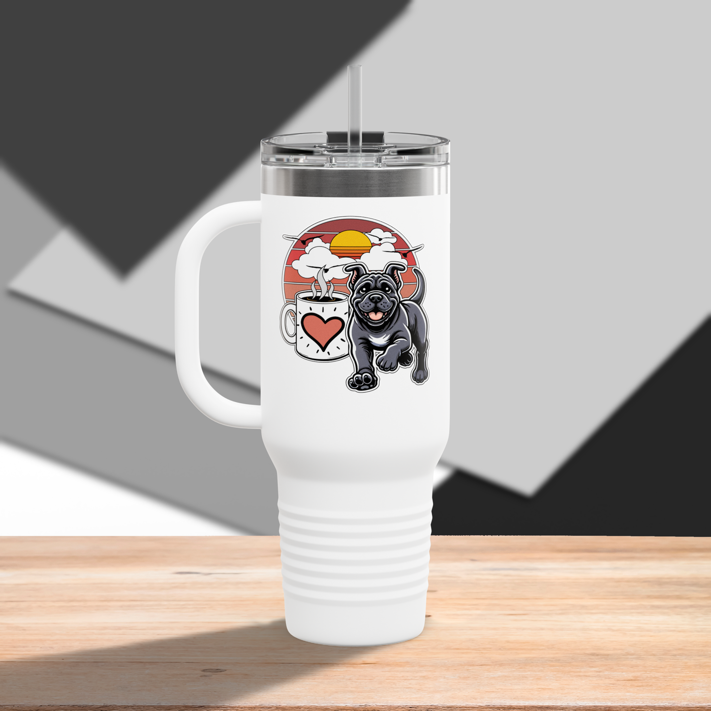 Easily Distracted by Dogs & Coffee - Kane Corso - 40oz Insulated Travel Mug - Right Hand
