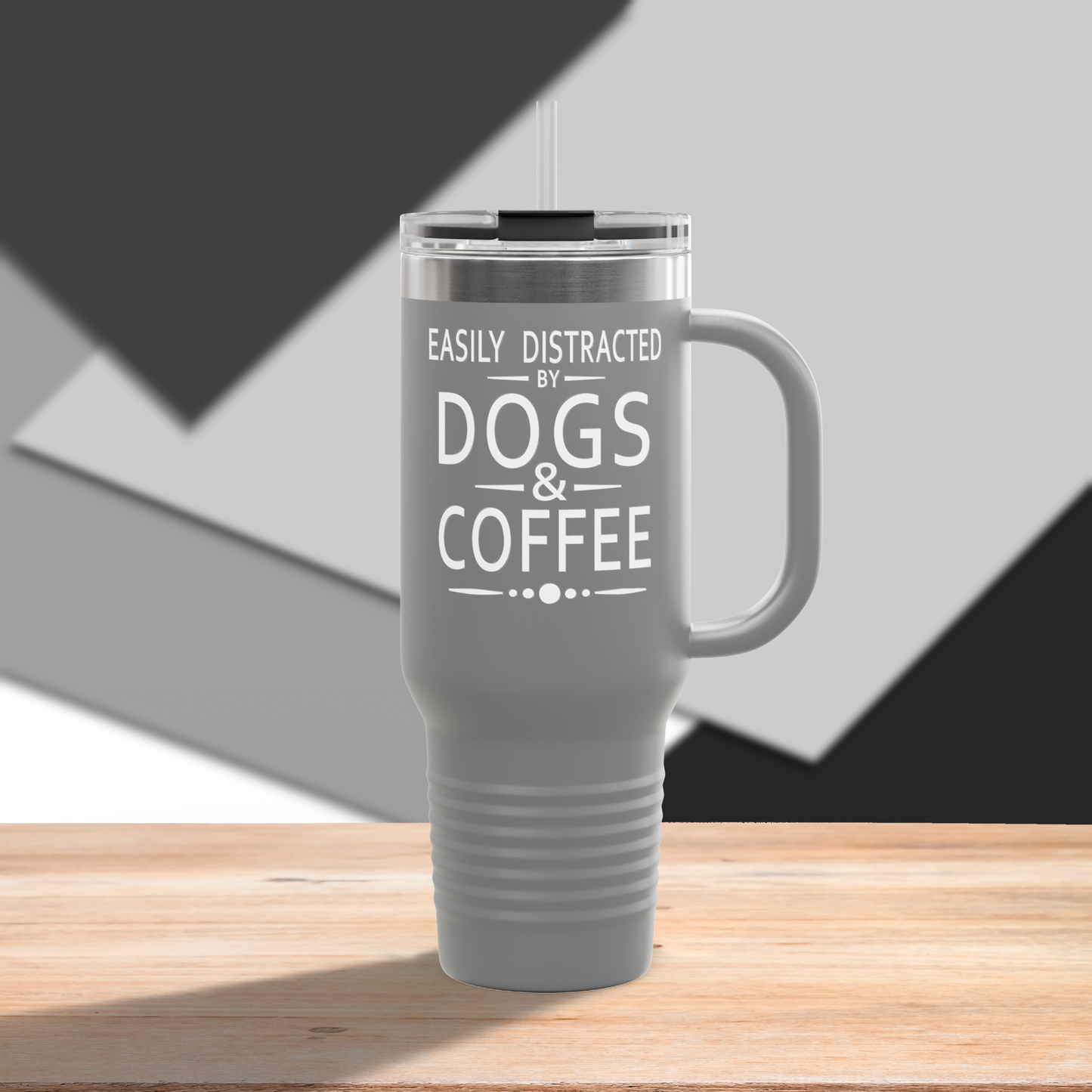 Easily Distracted by Dogs & Coffee - Kane Corso - 40oz Insulated Travel Mug - Right Hand