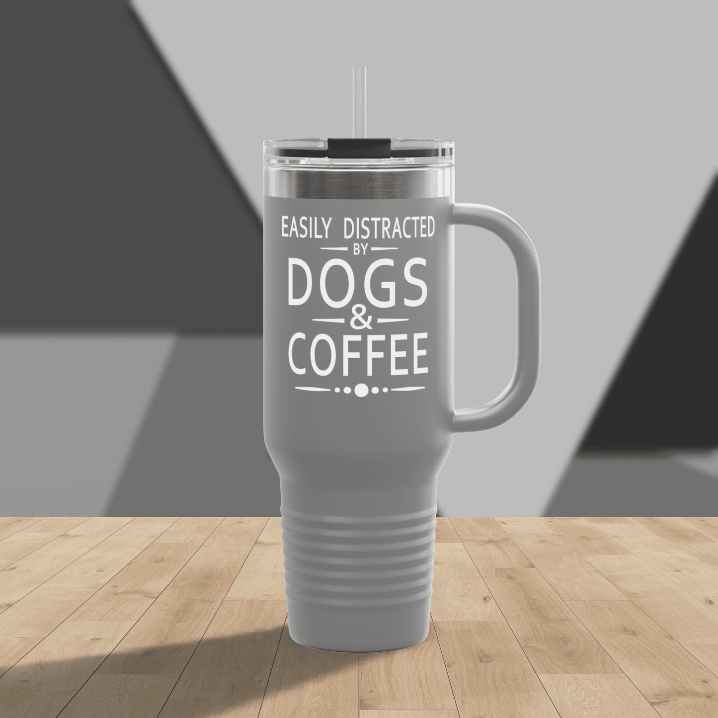 Easily Distracted by Dogs & Coffee - Corgi - 40oz Insulated Travel Mug - Right Hand
