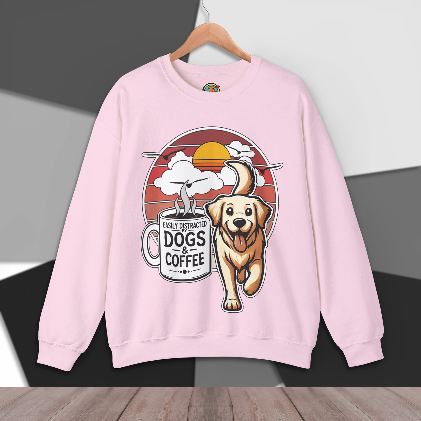 Easily Distracted by Dogs & Coffee - Golden Retriever - Gildan 18000 Unisex Sweatshirt