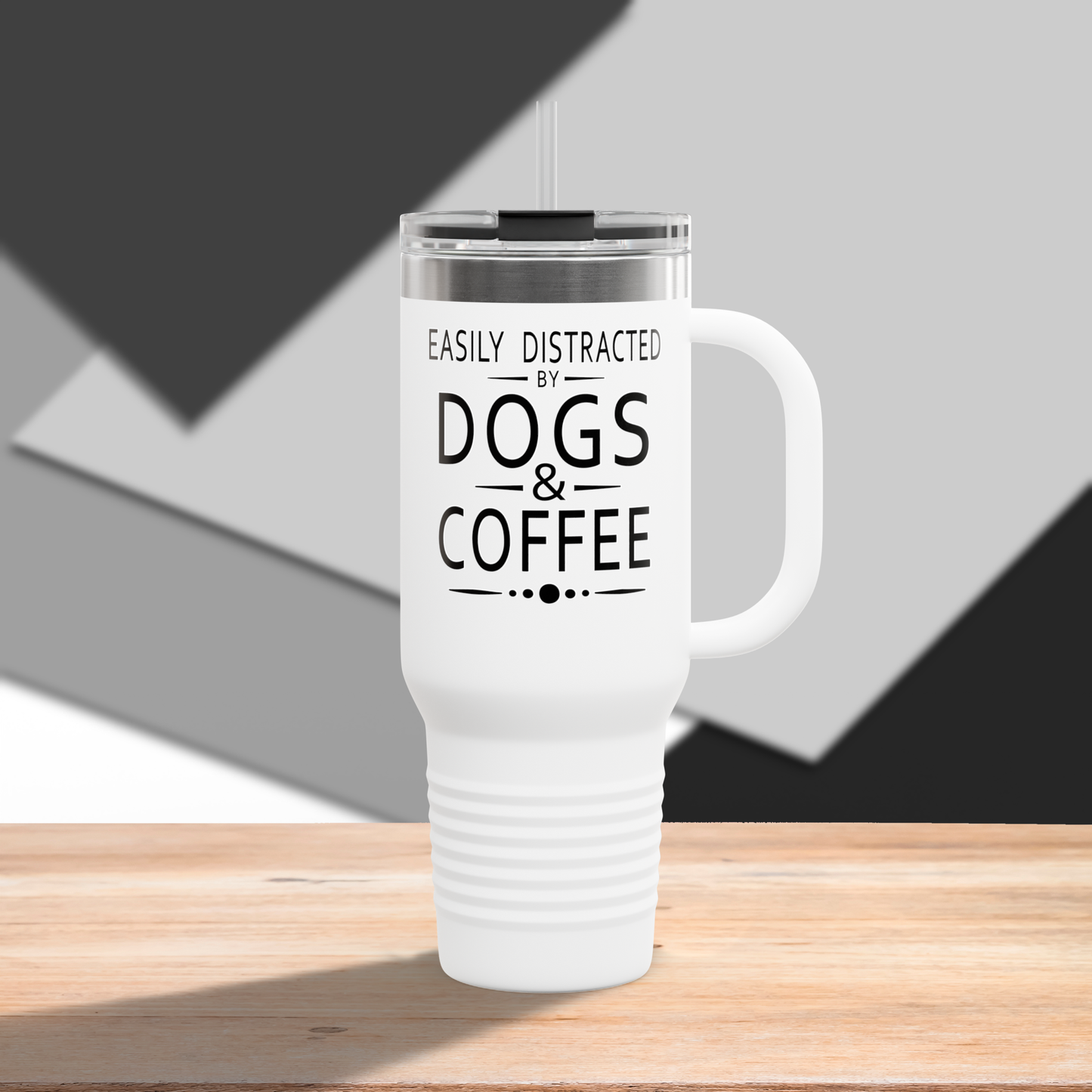 Easily Distracted by Dogs & Coffee - Kane Corso - 40oz Insulated Travel Mug - Right Hand
