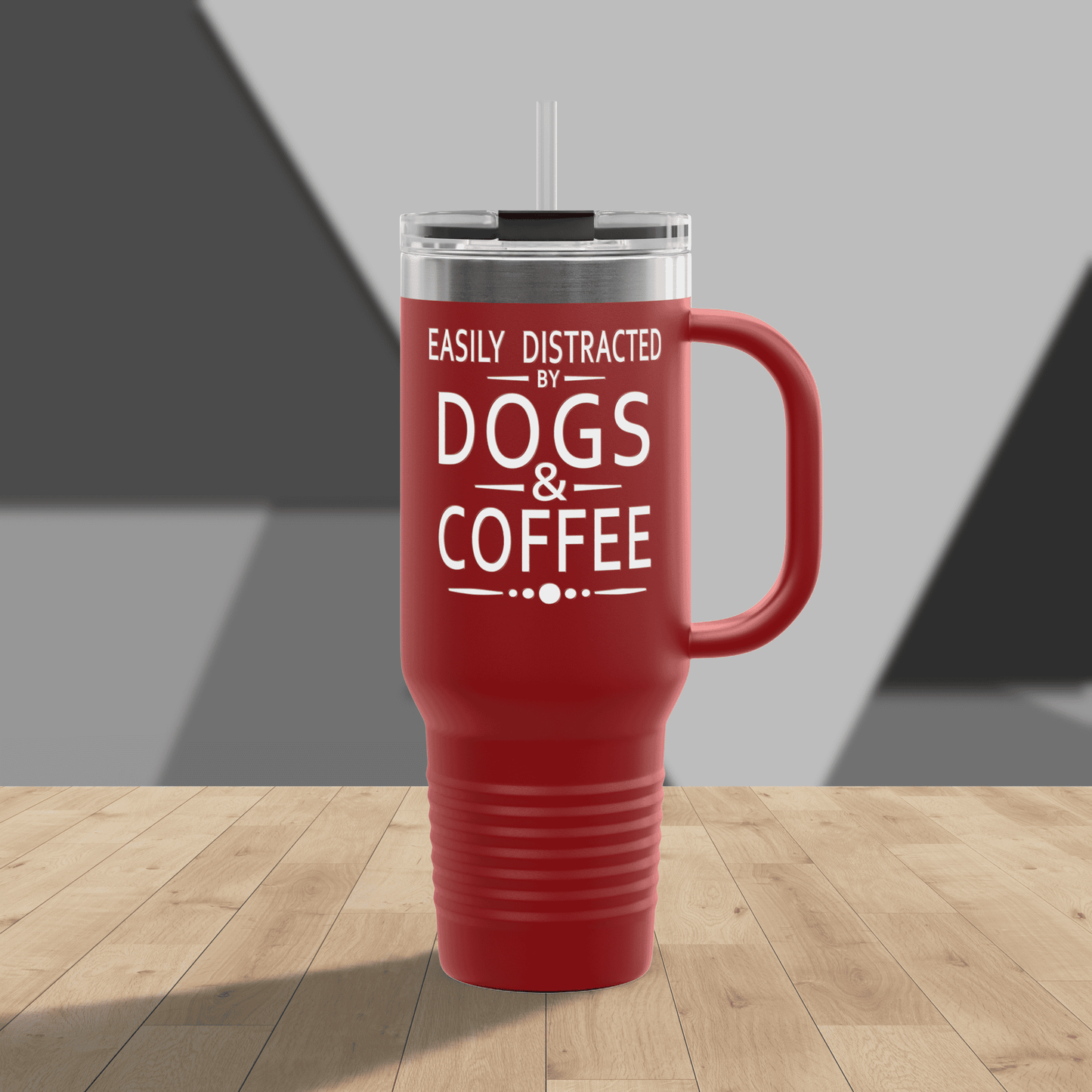Easily Distracted by Dogs & Coffee - Corgi - 40oz Insulated Travel Mug - Right Hand