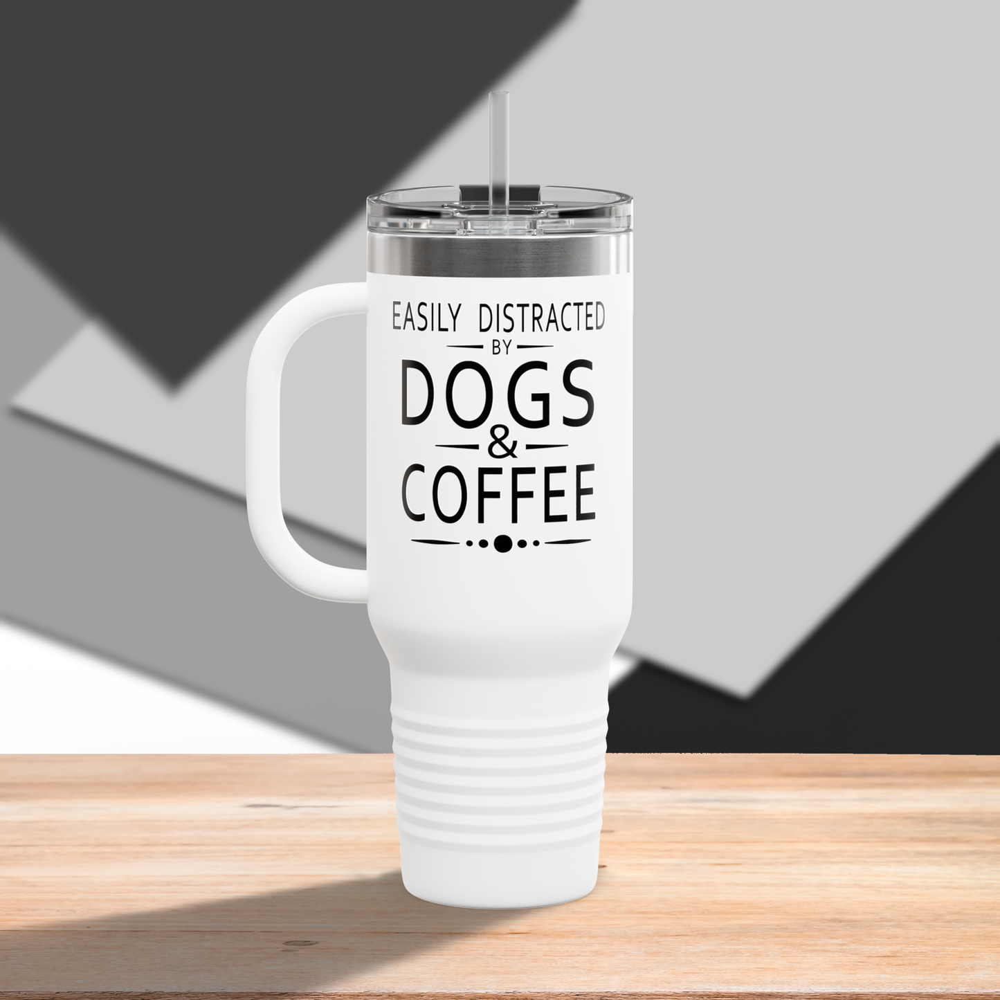 Easily Distracted by Dogs & Coffee - Kane Corso - 40oz Insulated Travel Mug - Left Hand