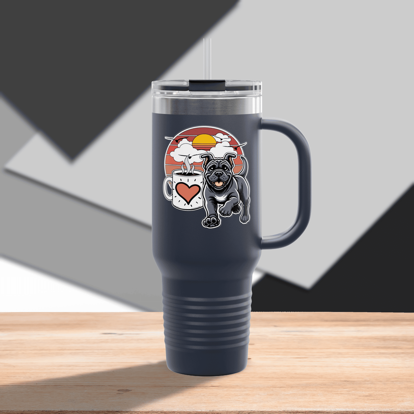 Easily Distracted by Dogs & Coffee - Kane Corso - 40oz Insulated Travel Mug - Left Hand