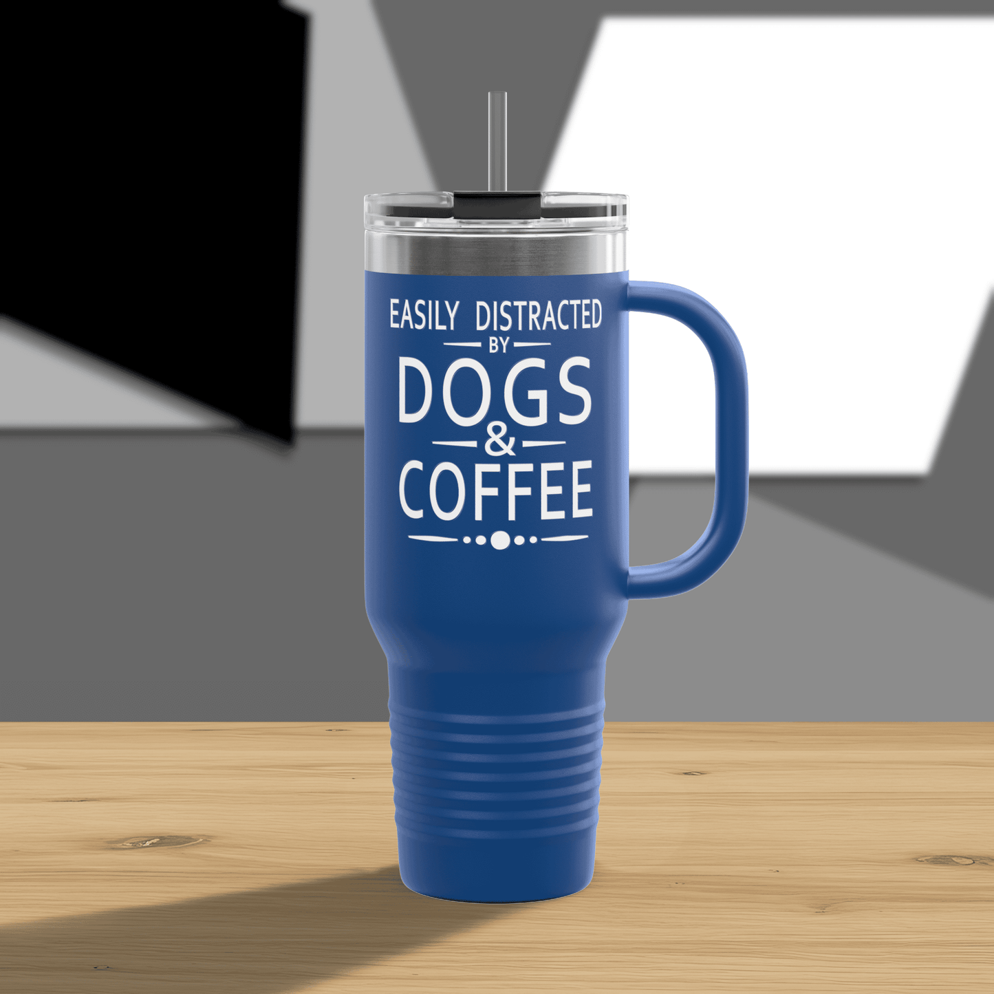 Easily Distracted by Dogs & Coffee - Golden Retriever - 40oz Insulated Travel Mug - Right Hand