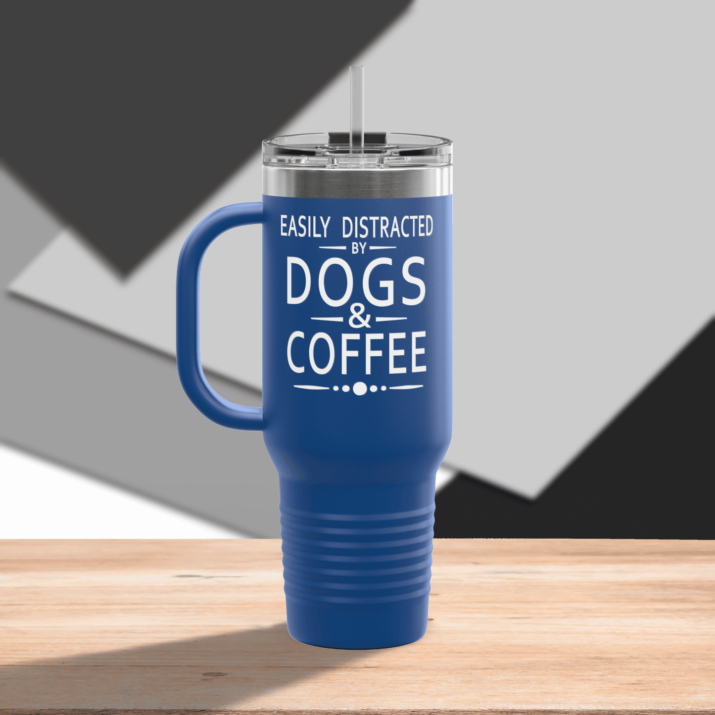 Easily Distracted by Dogs & Coffee - Kane Corso - 40oz Insulated Travel Mug - Left Hand