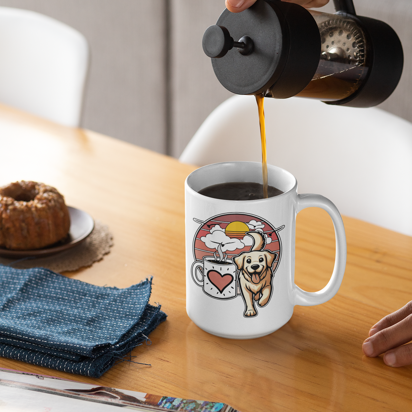 Easily Distracted by Dogs & Coffee - Golden Retriever - 15oz Mug – Left Hand