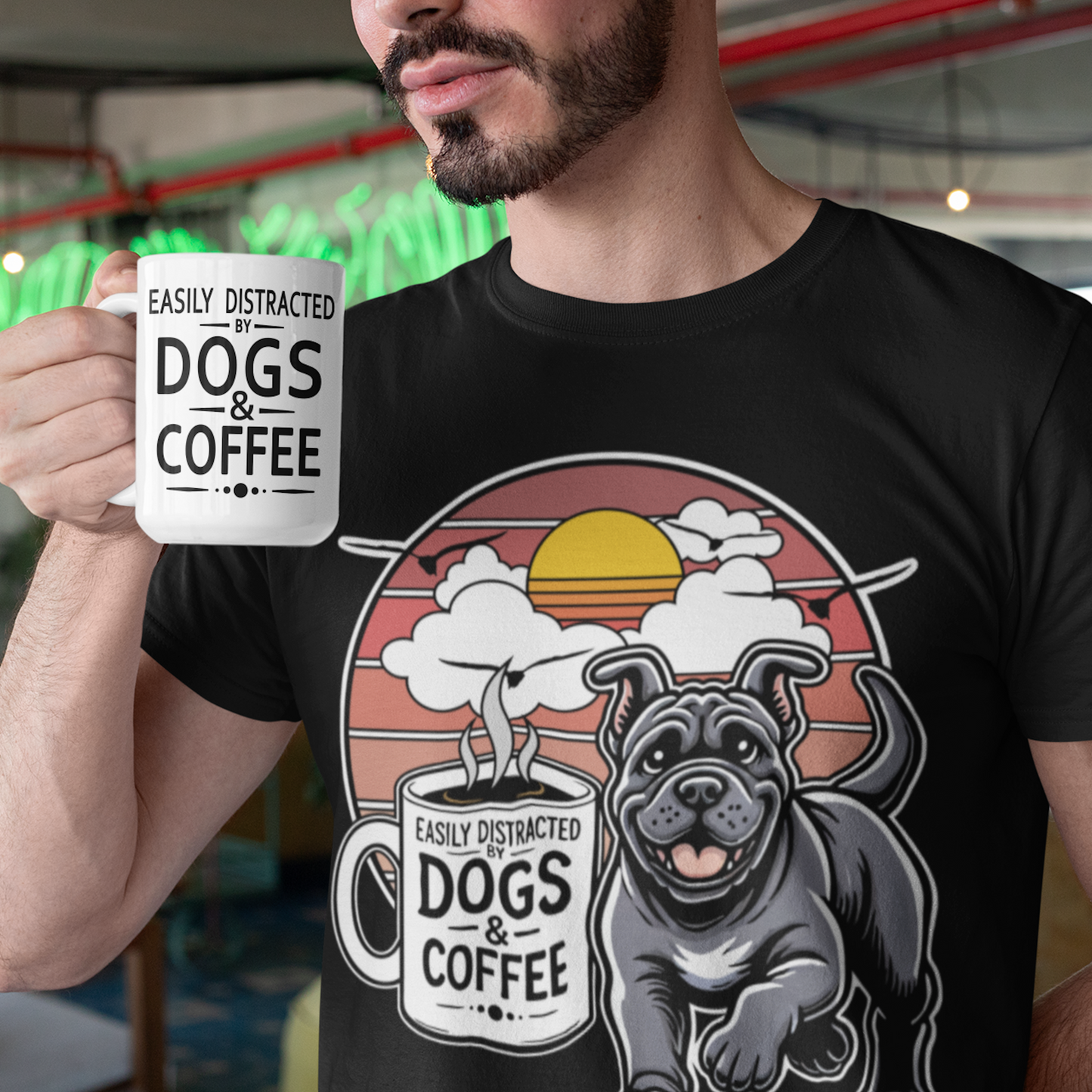 Easily Distracted by Dogs & Coffee - Kane Corso - 15oz Mug – Left Hand
