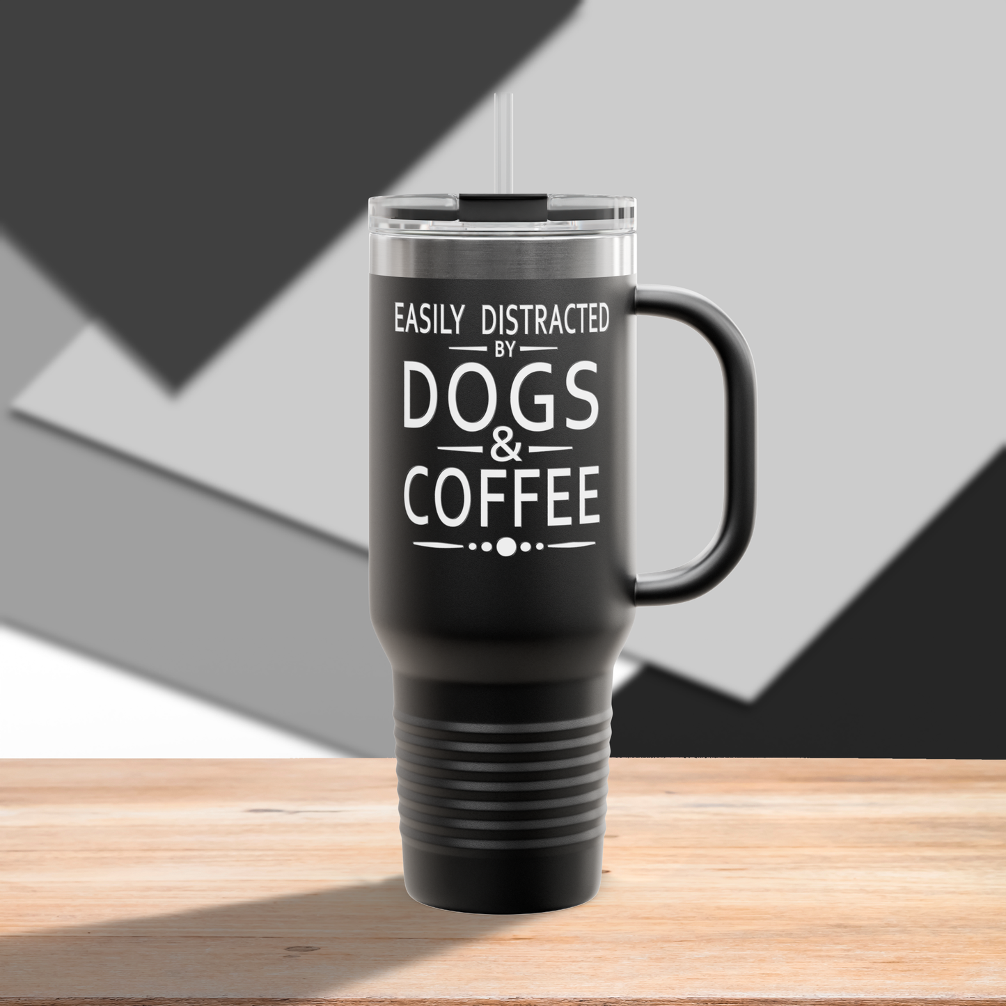 Easily Distracted by Dogs & Coffee - Kane Corso - 40oz Insulated Travel Mug - Right Hand