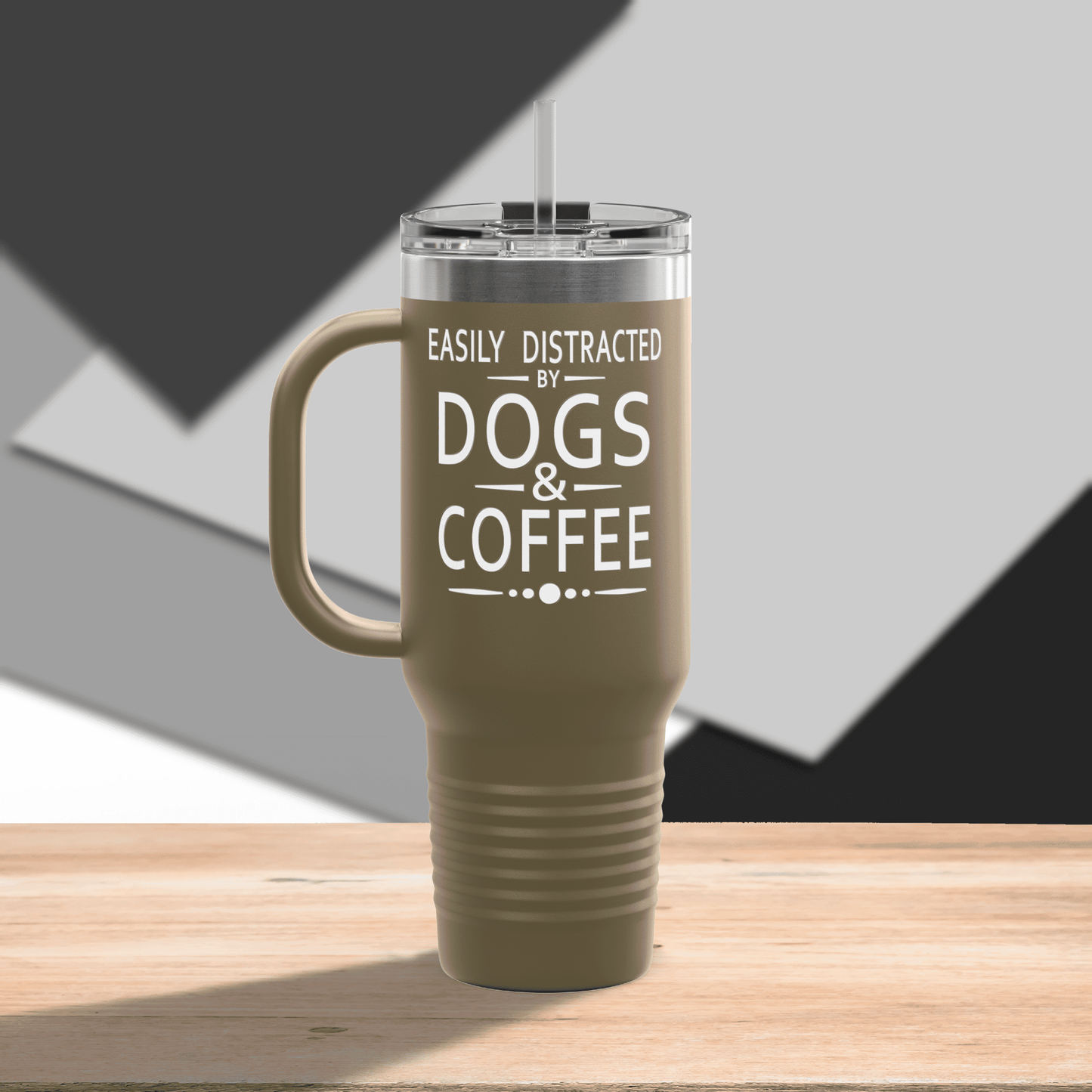 Easily Distracted by Dogs & Coffee - Kane Corso - 40oz Insulated Travel Mug - Left Hand