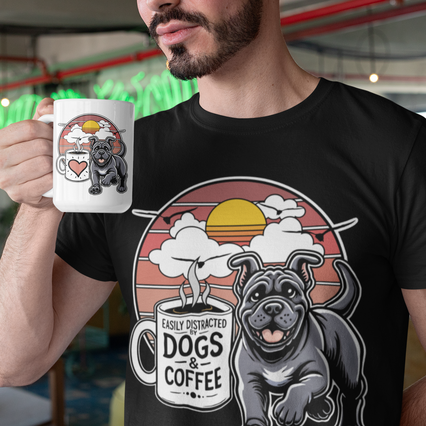 Easily Distracted by Dogs & Coffee - Kane Corso - 15oz Mug – Right Hand