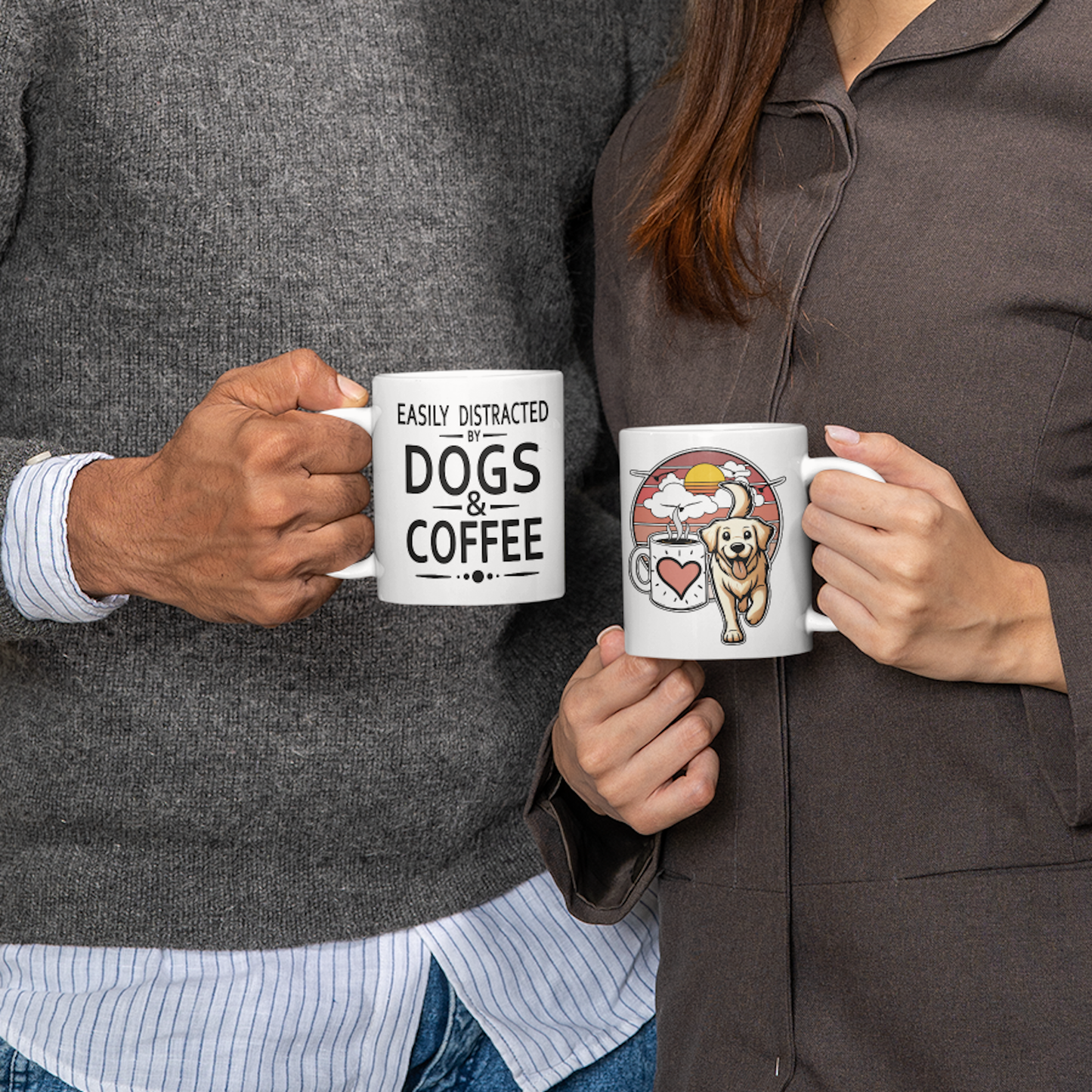 Easily Distracted by Dogs & Coffee - Golden Retriever - 11oz Mug – Left Hand