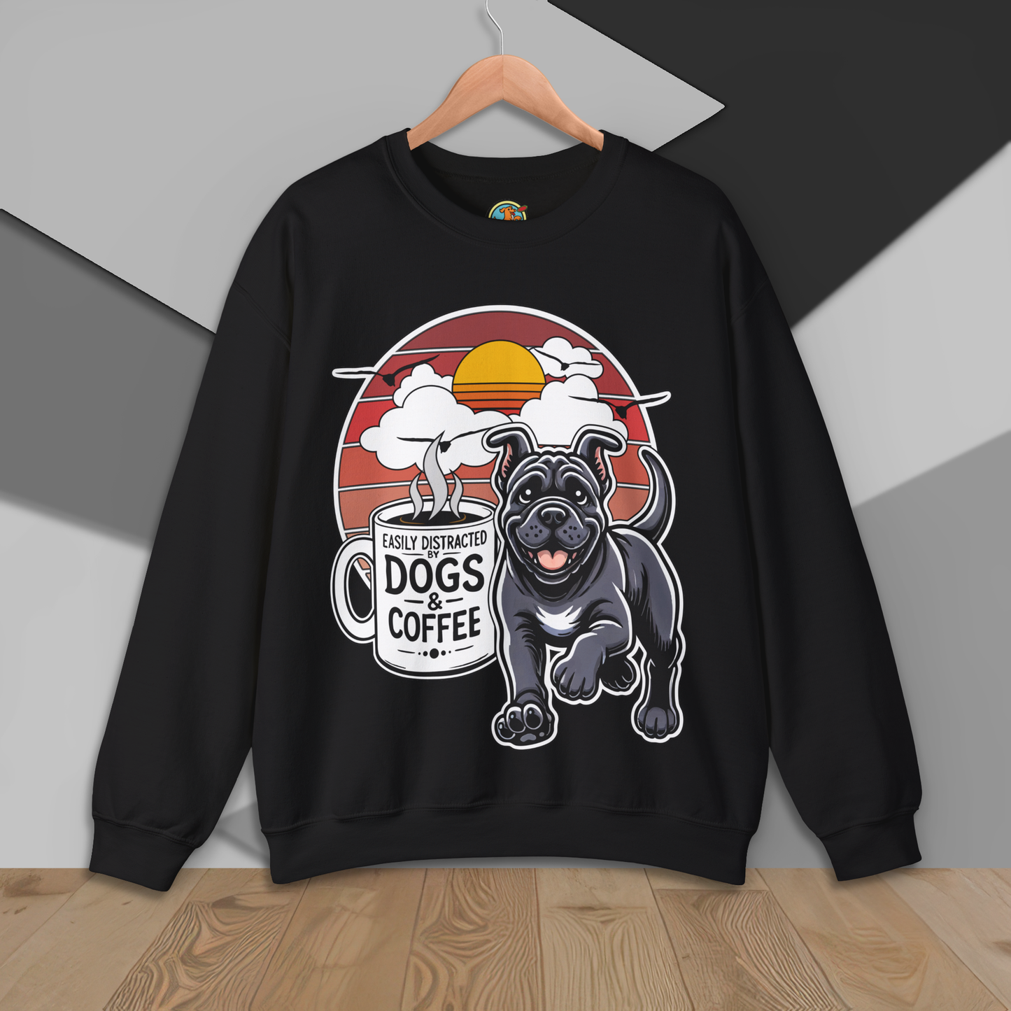 Easily Distracted by Dogs & Coffee - Kane Corso - Gildan 18000 Unisex Sweatshirt