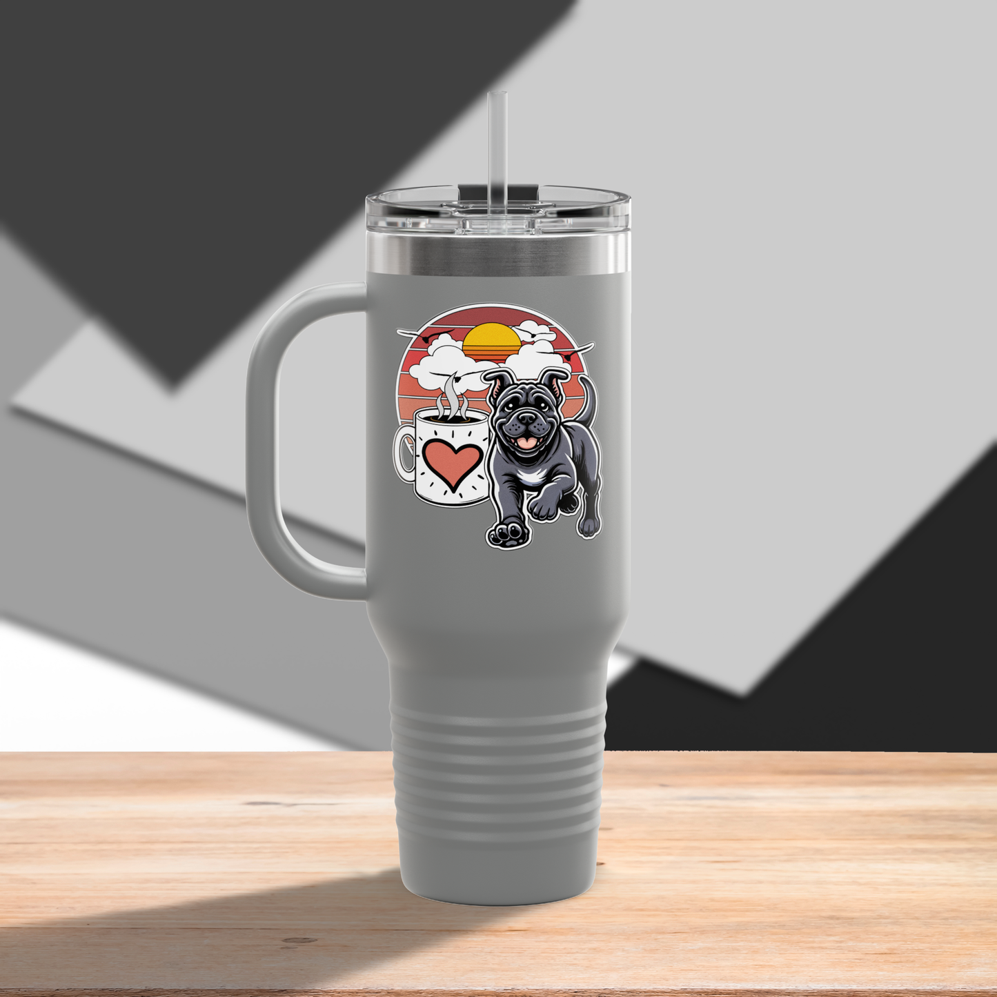 Easily Distracted by Dogs & Coffee - Kane Corso - 40oz Insulated Travel Mug - Right Hand
