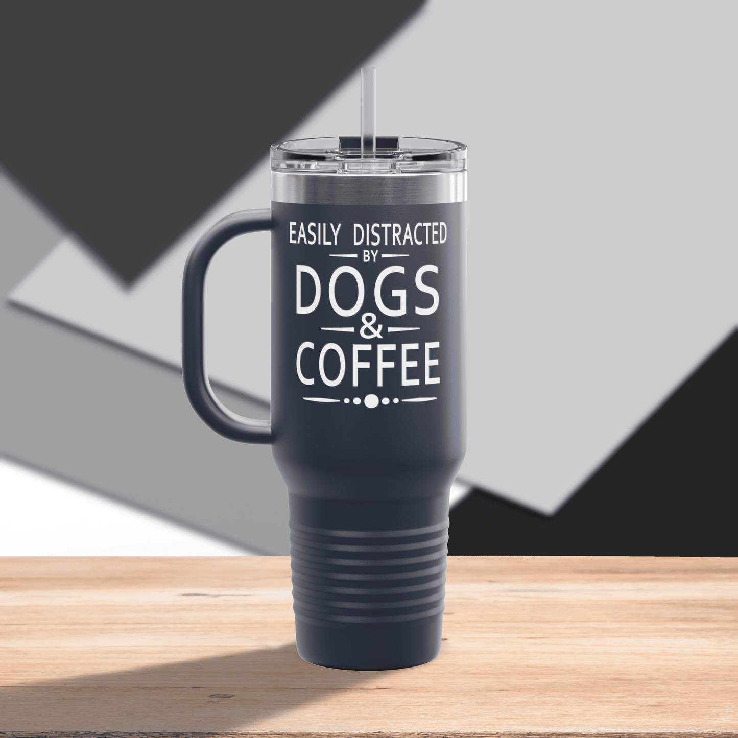 Easily Distracted by Dogs & Coffee - Kane Corso - 40oz Insulated Travel Mug - Left Hand