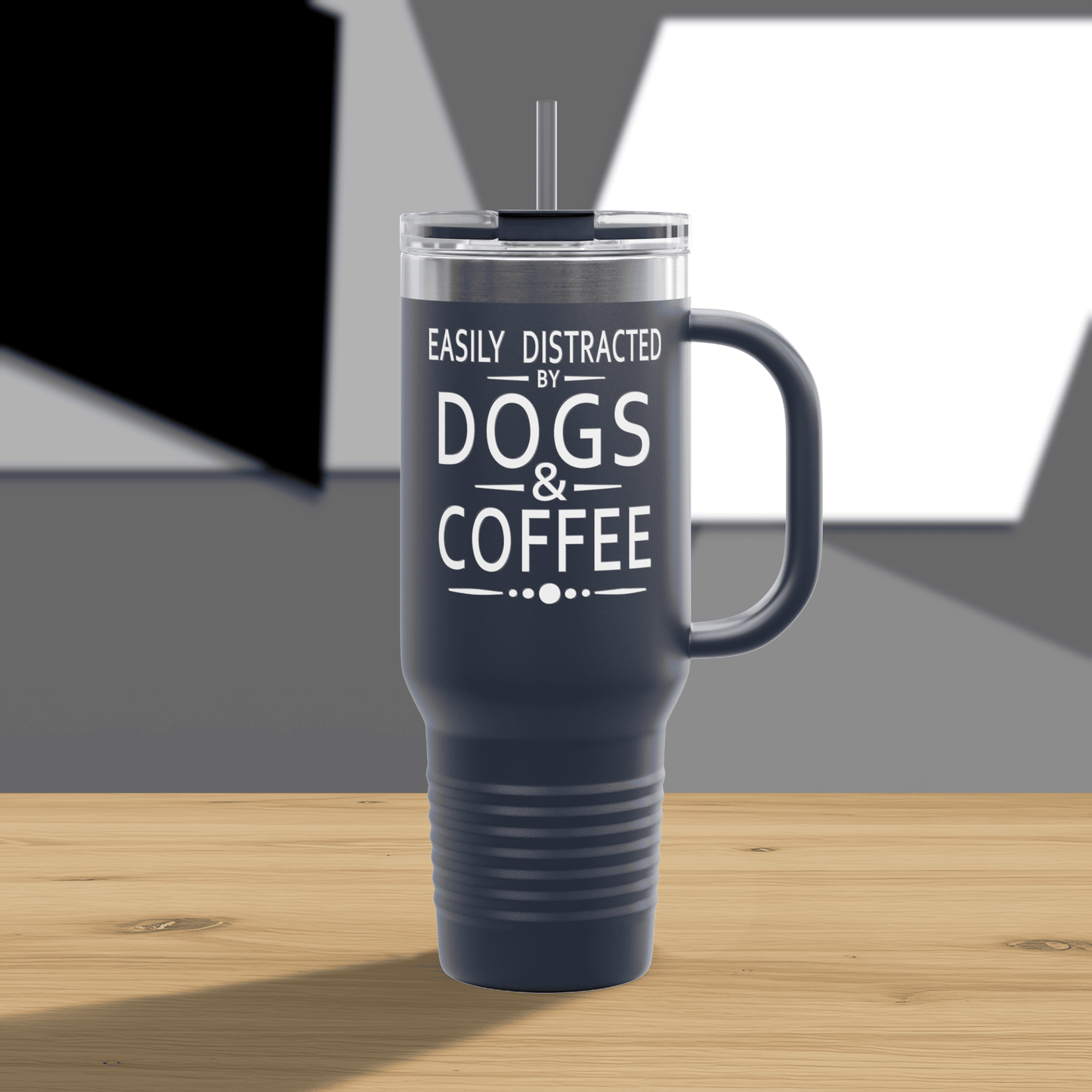 Easily Distracted by Dogs & Coffee - Golden Retriever - 40oz Insulated Travel Mug - Right Hand